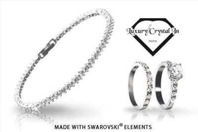 Parure bracelet, collier, solitaire et alliance Luxury Crystal In à 29,90 € au lieu de 164 €