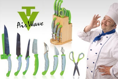 Set de 13 couteaux Air Wave avec socle en bois 39,90 € au lieu de 99 €