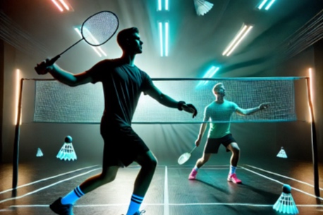 Soiree Bad in Black badminton fluorescent dans le noir