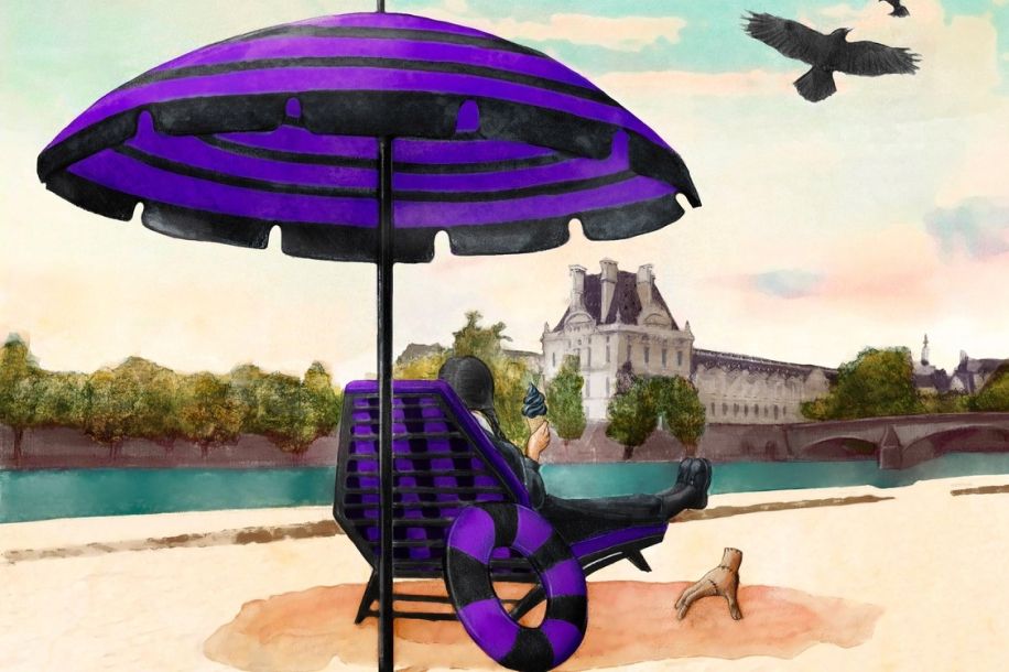 Mercredi Addams installe sa plage gothique à Paris avec animations gratuites !