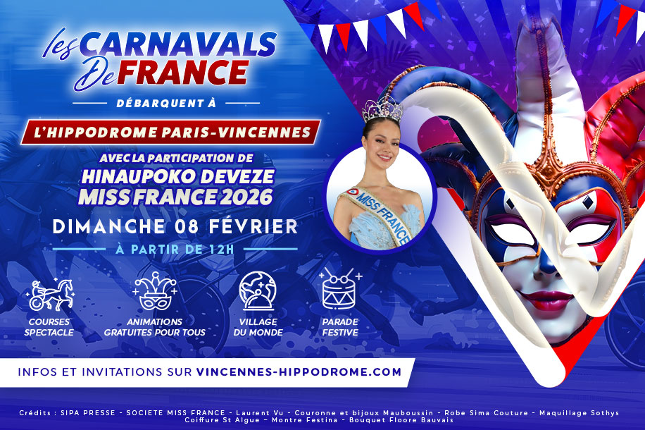 Carnavals de France : une journée festive gratuite avec Miss France à l’hippodrome Paris-Vincennes